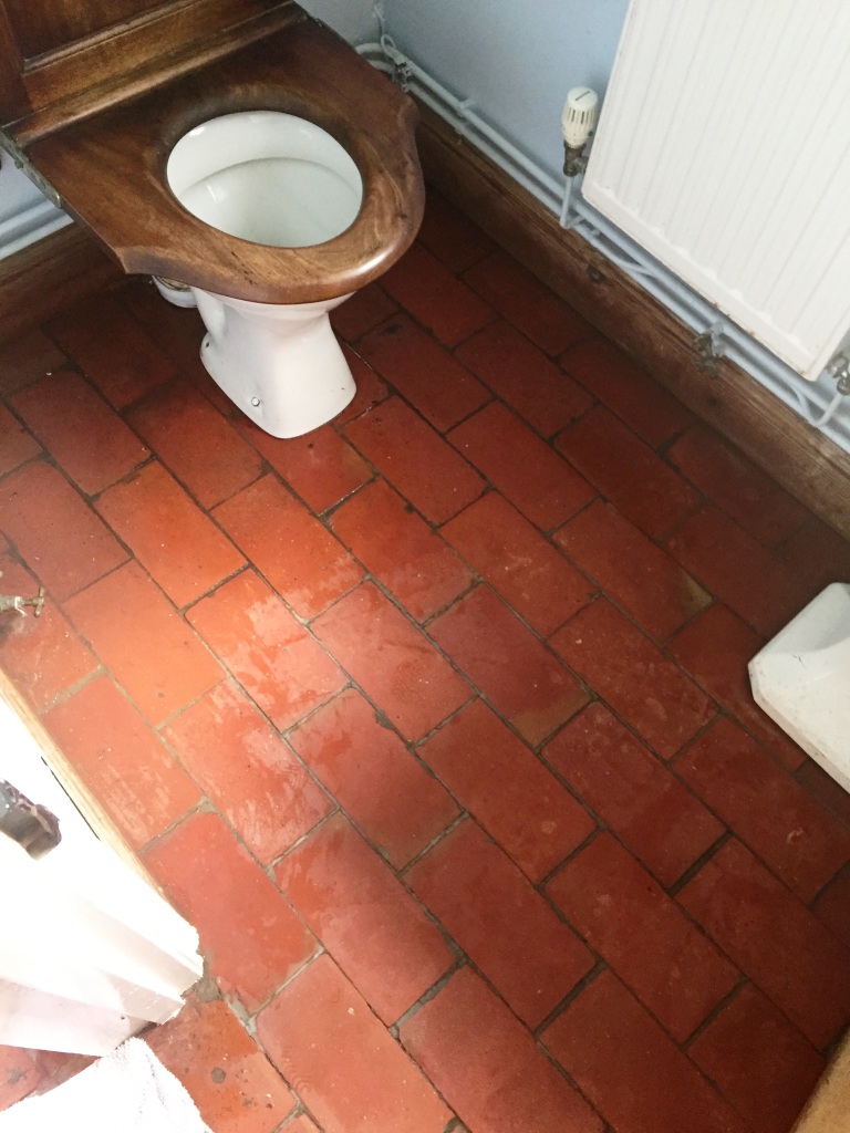 Quarry Tiled WC Floor Brotheridge Green Farmhouse Before Cleaning