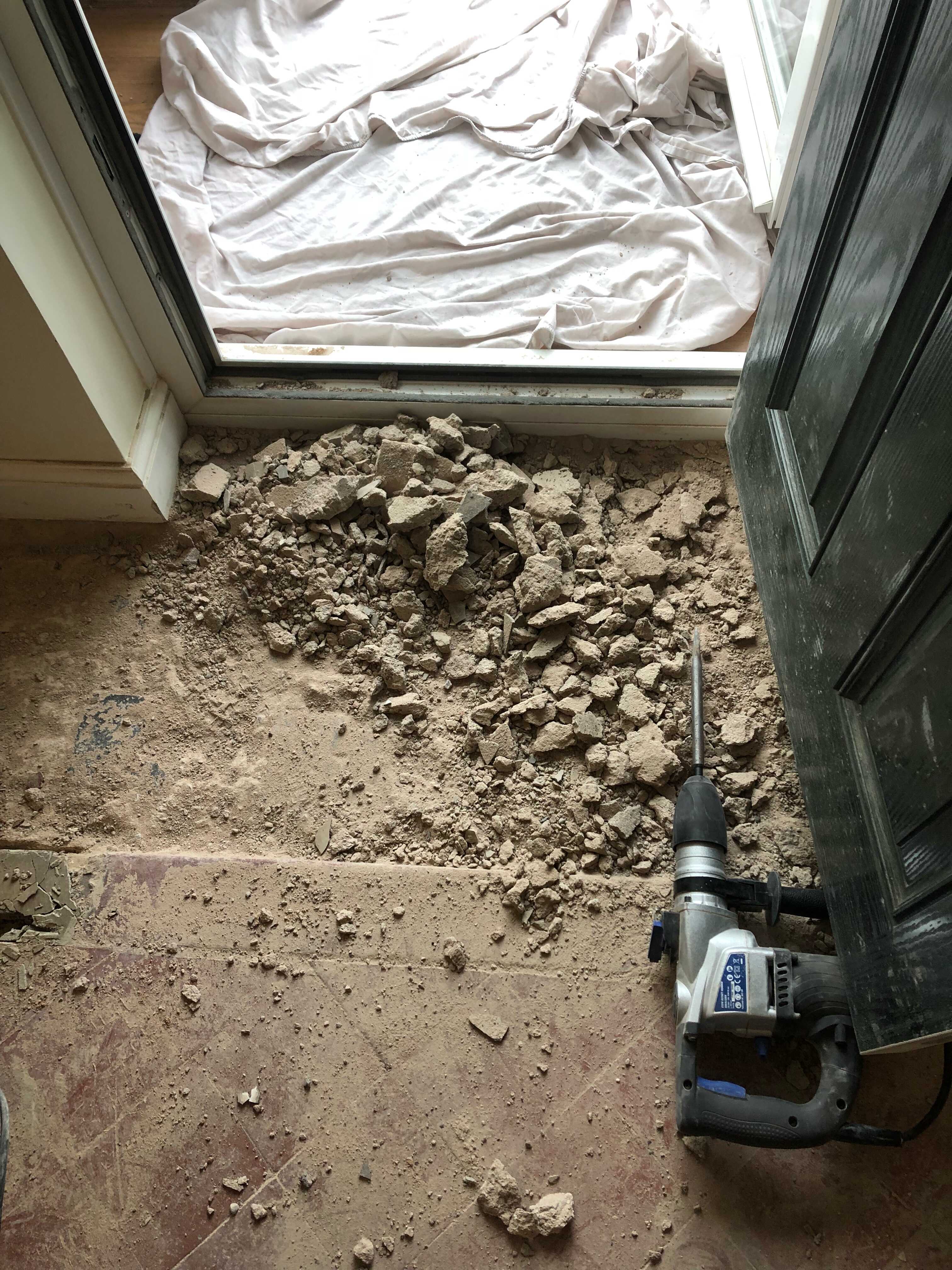 Quarry Tiled Floor Extension Blakedown Kidderminster Removing Existing Screed