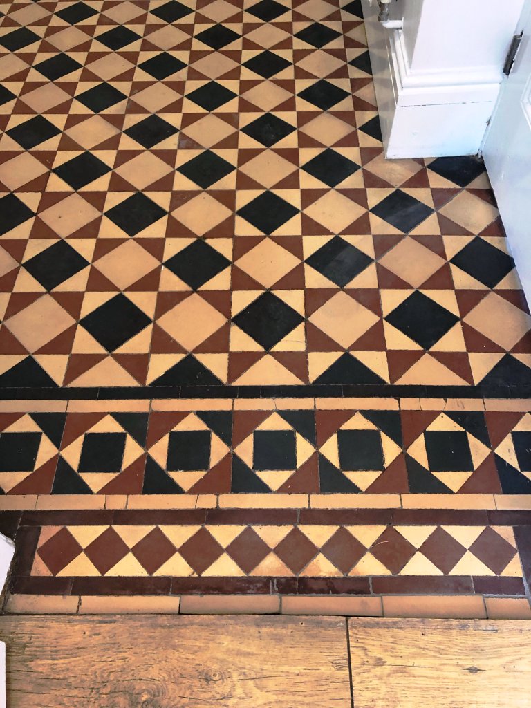 Minton Victorian Tiled Hallway Floor After Repair and Clean Kidderminster