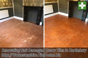 Salt Damaged Quarry Tiled Floor Before After Cleaning Hartlebury