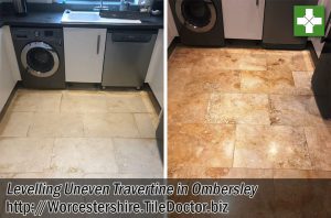 Travertine Tiled Floor Before After Renovation Ombersley