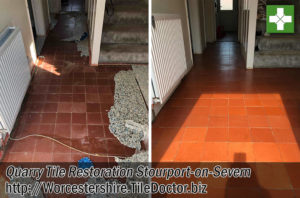 Quarry Tiled Hallway Floor Restoration in Stourport-on-Severn