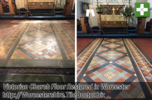 Victorian Tiled Church Floor Before After Restoration Worcester