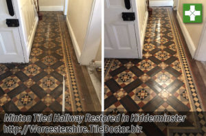 Victorian Minton Tiled Floor Before and After Restoration in Kidderminster