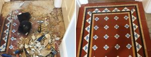 Edwardian Tiled Hallway Before and After Restoration in Bewdley