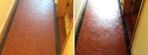 Quarry Tiled Hallway Worcester Before and After Cleaning