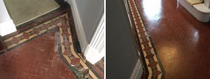 Victorian Tiled Floor Before and After Restoration Kidderminster