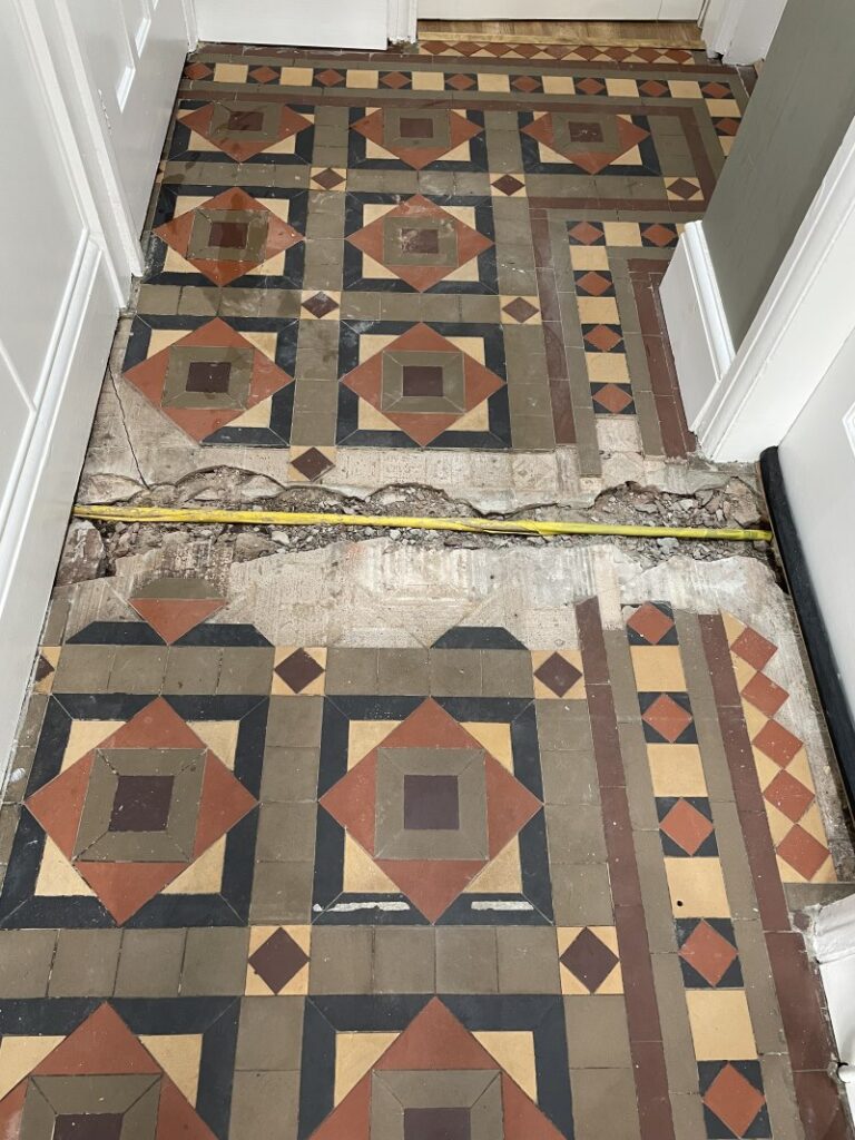 Victorian Tiled Hallway floor Before Repair Stourbridge