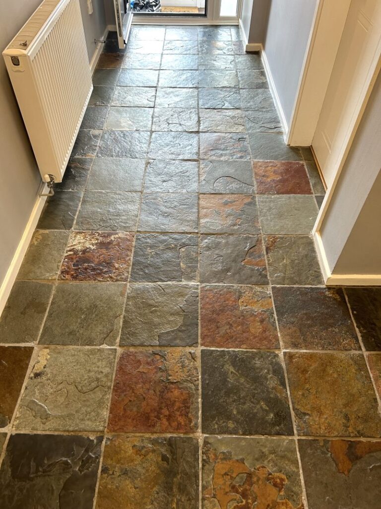 Indian Slate Tiled Hallway After Renovation Redditch