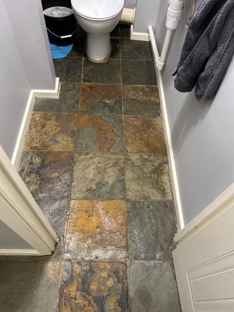 Indian Slate Tiled WC Before Cleaning Redditch