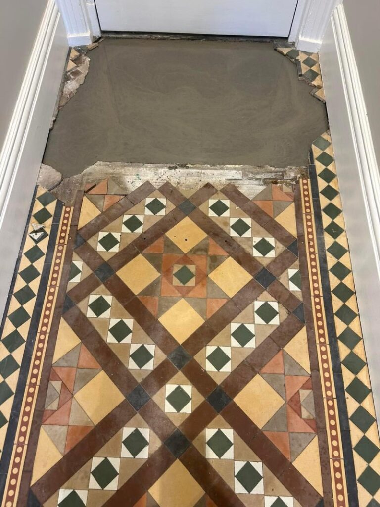 Edwardian Tiled Floor During Restoration Worcester