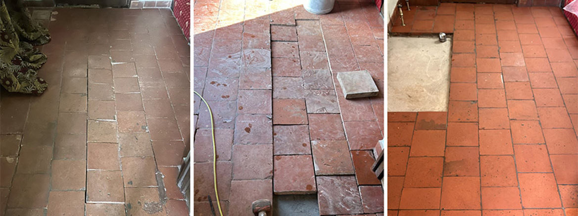 Repairing and Restoring a Victorian Quarry Tiled Hallway Floor in Waresley