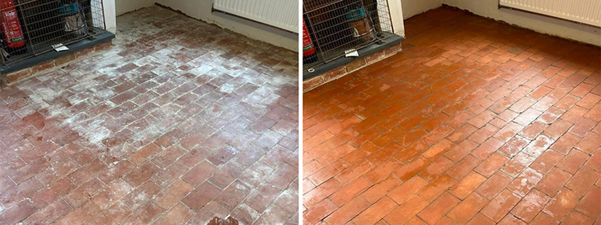 Efflorescence Stained Brick Floor Restoration Doverdale Droitwich