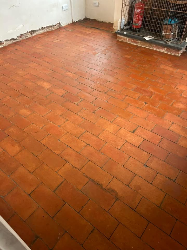 Effloresence-Stained Brick Floor After Restoration Dovedale Droitwich Effloresence-Stained Brick Floor After Restoration Dovedale Droitwich